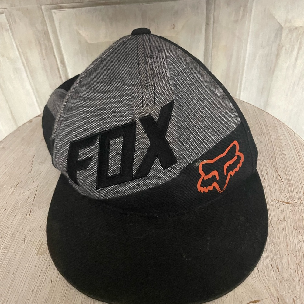 Fox Gray and Black Cap with Orange Logo